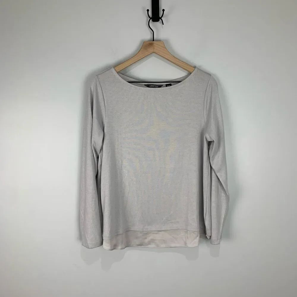 Lands End Petite Silver Sweater With Split Back